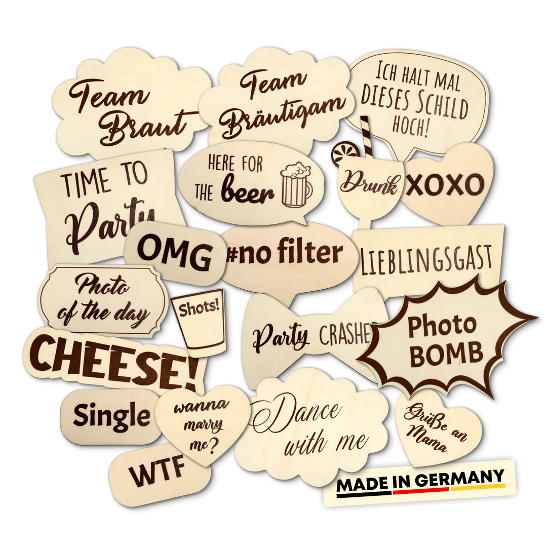Holzura Fotobox Accessoires Hochzeit Requisiten, Schilder aus Holz mit Sprüchen, Wedding Props Zubeh