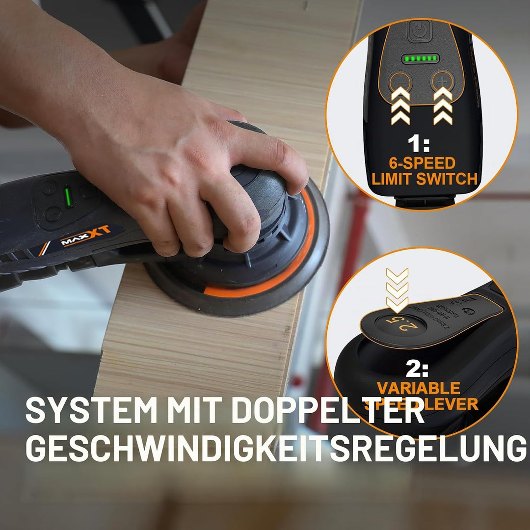 MAXXT Exzenterschleifer, 150 mm (6 Zoll), bürstenloser Motor, 230 V, 2,5 mm Exzenterhub, Schleif- un