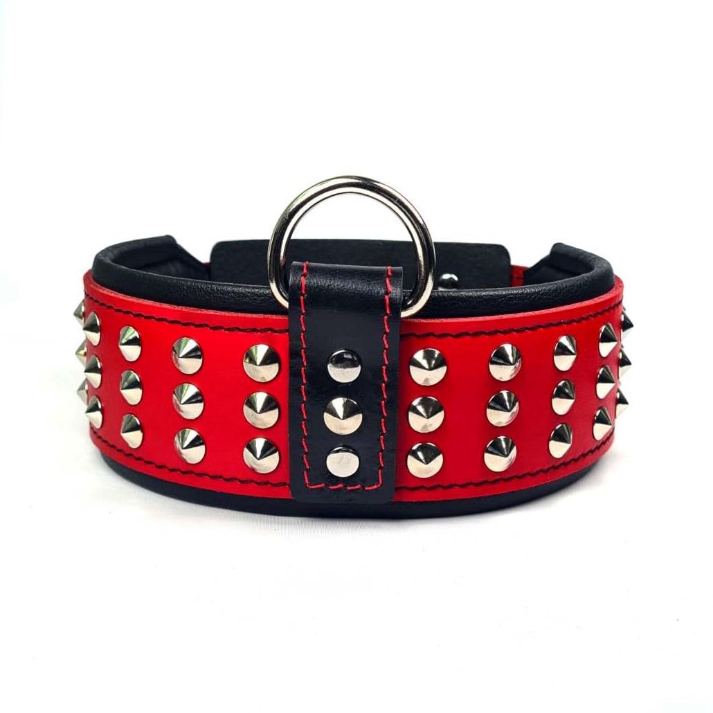 Bestia Star Hundehalsband mit Nieten und Innenpolsterung 6,5 cm breit XL- 57.5 bis 65 cm Halsumfang