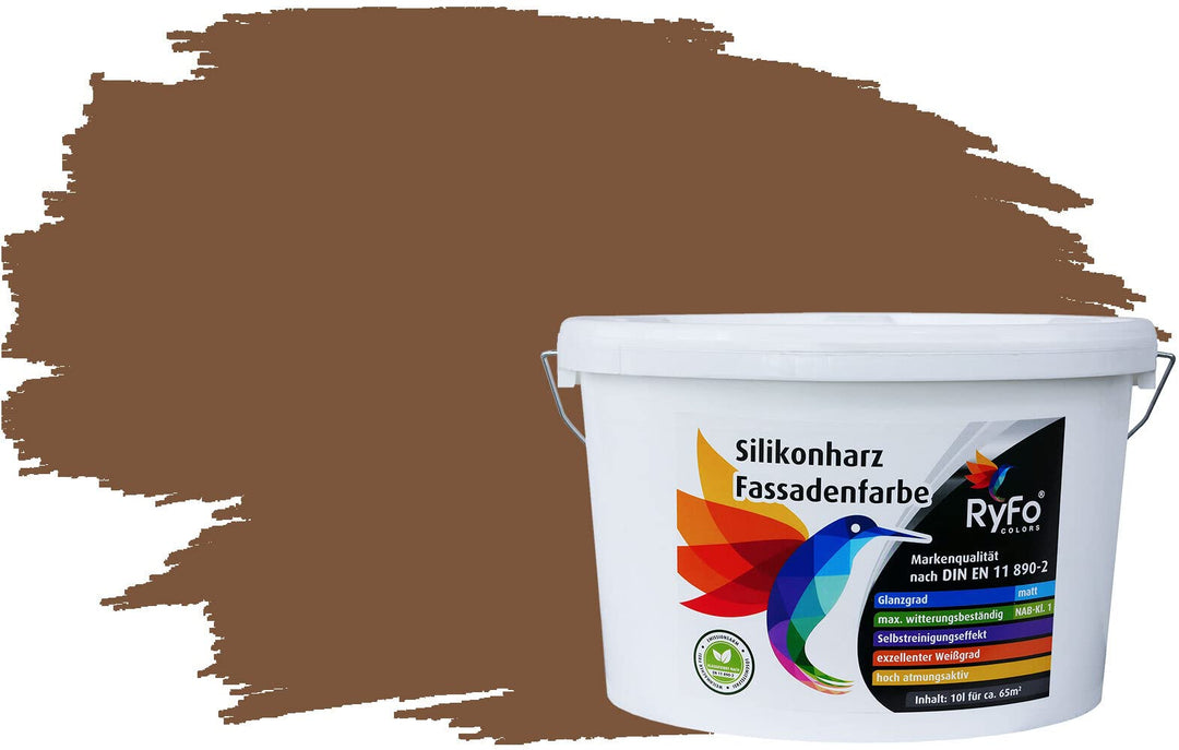 RyFo Colors Silikonharz Fassadenfarbe Lotuseffekt Trend Kastanienbraun 10l - bunte Fassadenfarbe, we