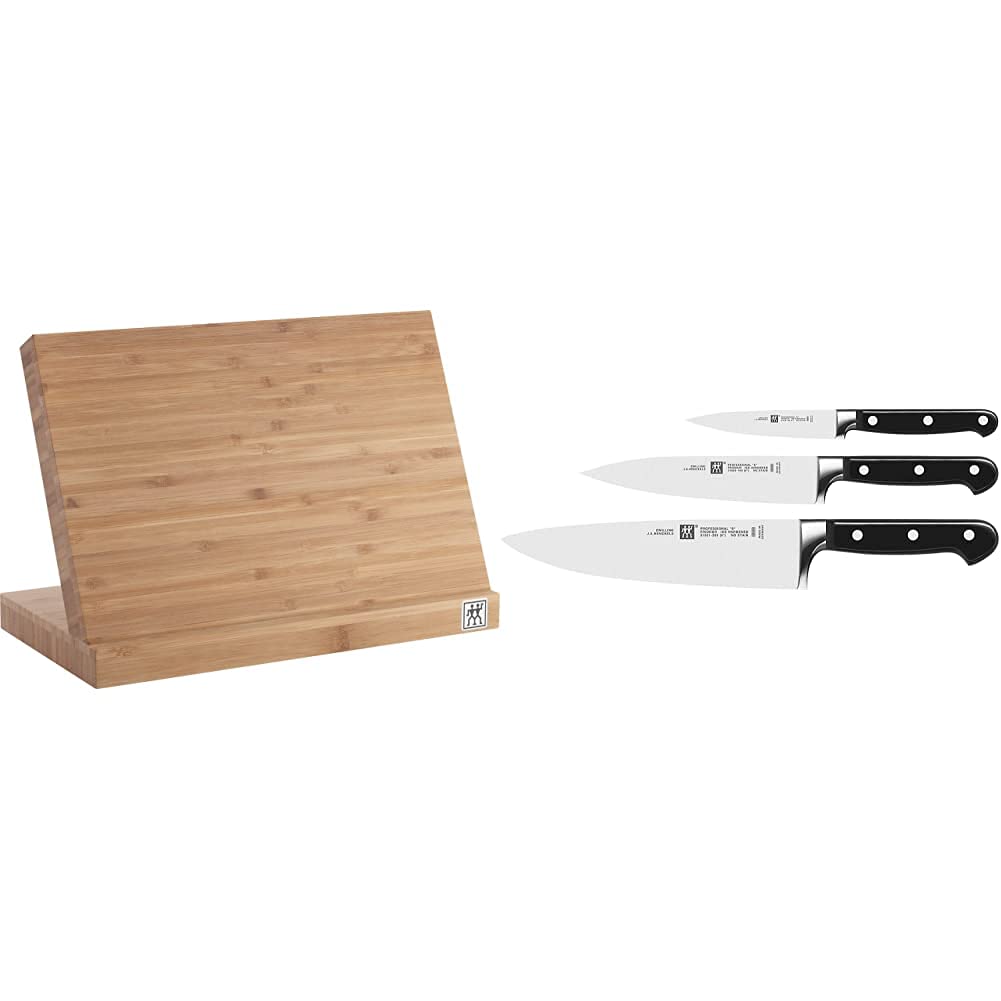 Zwilling 35046-110-0 Messerblock, Holz & Messer-Set, 3-tlg., Spick-/Garniermesser, Fleischmesser, Ko