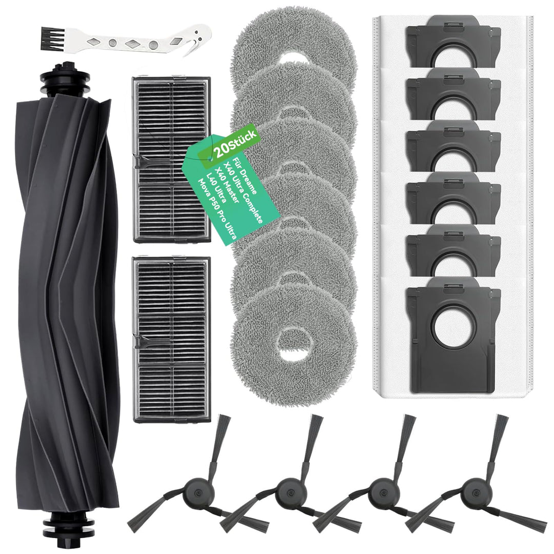 Zubehör für Dreame X40 Ultra Complete/X40 Master/L40 Ultra/Mova P50 Pro Ultra – 1 Hauptbürste, 6 Sta