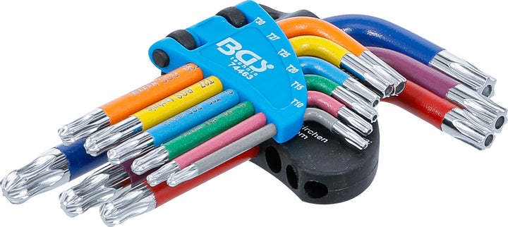 BGS 74463 | Winkelschlüssel-Satz | Multicolour | kurz | T-Profil (für Torx) mit Bohrung und Kugelkop