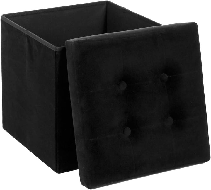 Sitzpuff aus schwarzem Samt "Lysander", Schwarz