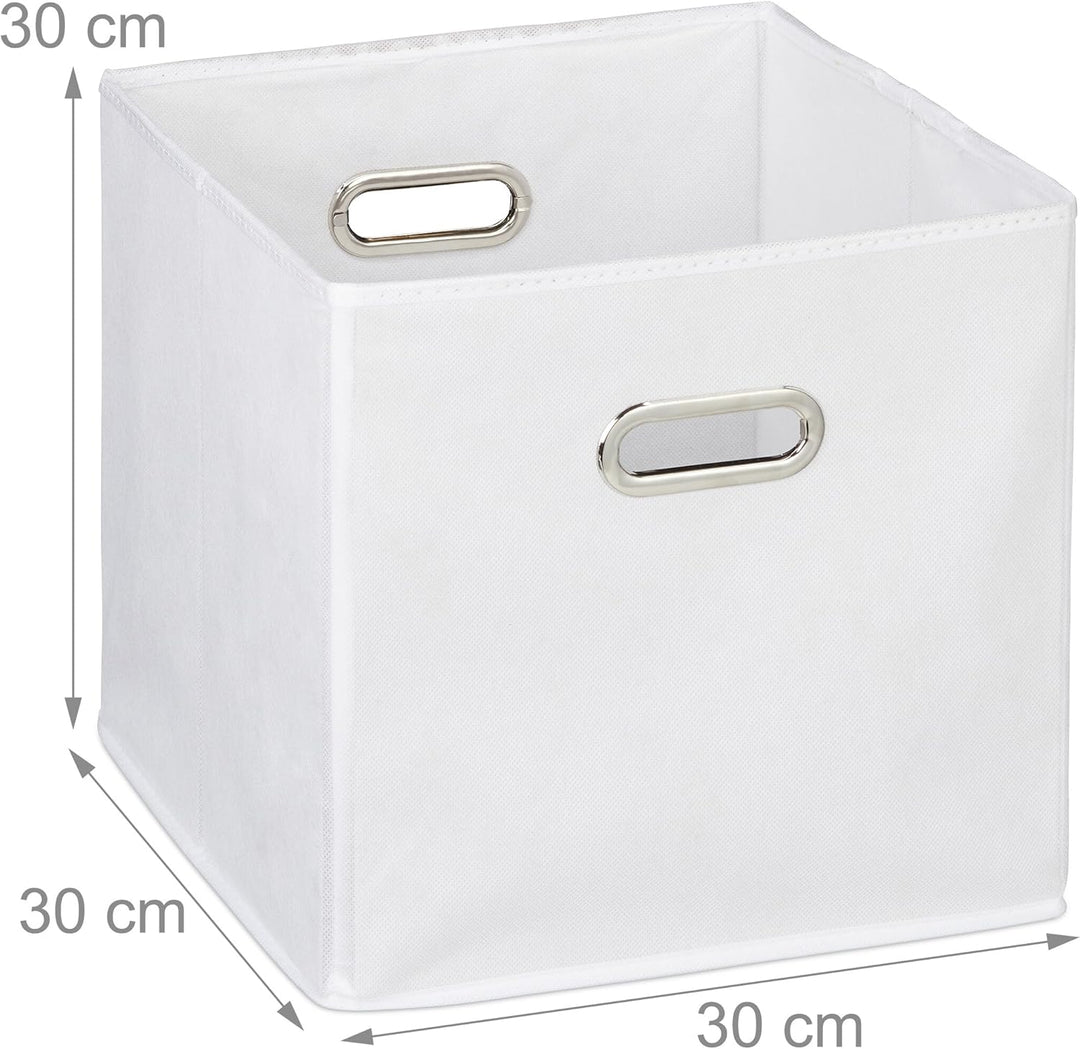 Relaxdays Aufbewahrungsbox 4er Set, Faltbare Regalboxen, HxBxT: 30x30x30 cm, mit Griffen, Faltboxen