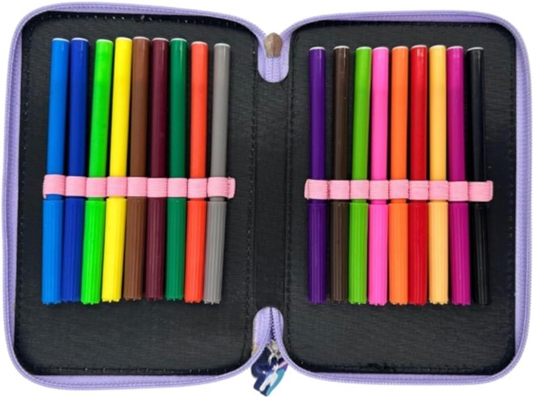 Ragusa-Trade Mädchen Kinder Pferde Einhorn Unicorn 3-Fach Federtasche Federmappe Schlamper 43 TLG. g