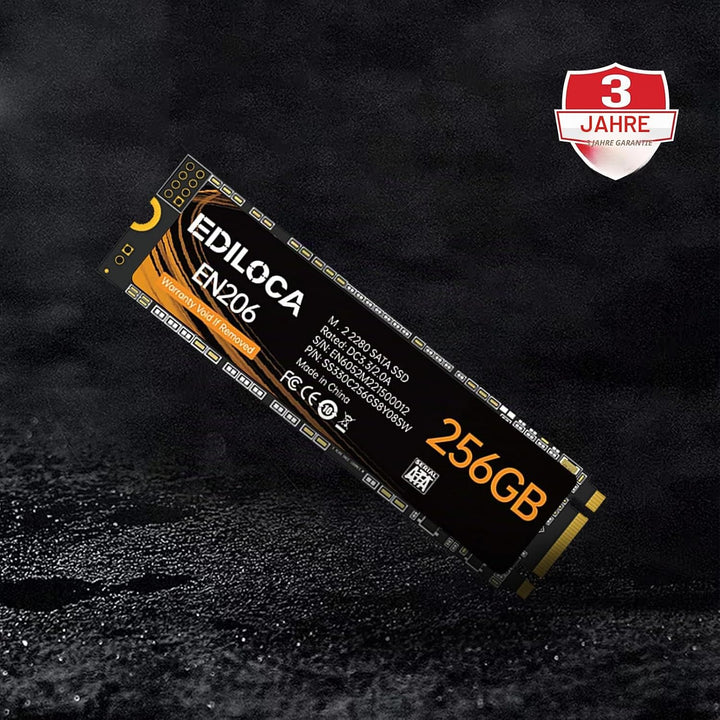 Ediloca EN206 256GB 3D NAND TLC M.2 SSD, M.2 2280 SATA III 6Gb/s SSD Interne Festplatte, Lese-/Schre