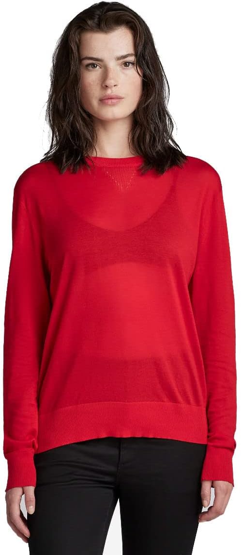 G-STAR RAW Damen Core Round Neck Strickpullover Knits S Rot (Acid Red D21960-d166-a911), S Rot (Acid