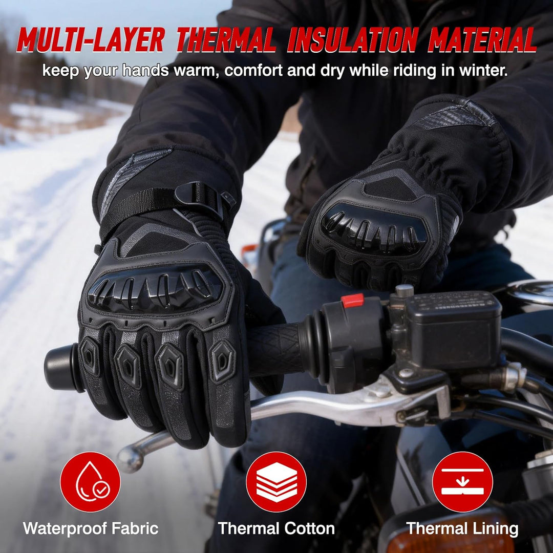 Riloer Motorradhandschuhe Leder Winter Wasserdicht Outdoor Radfahren Handschuhe Touchscreen Resistan