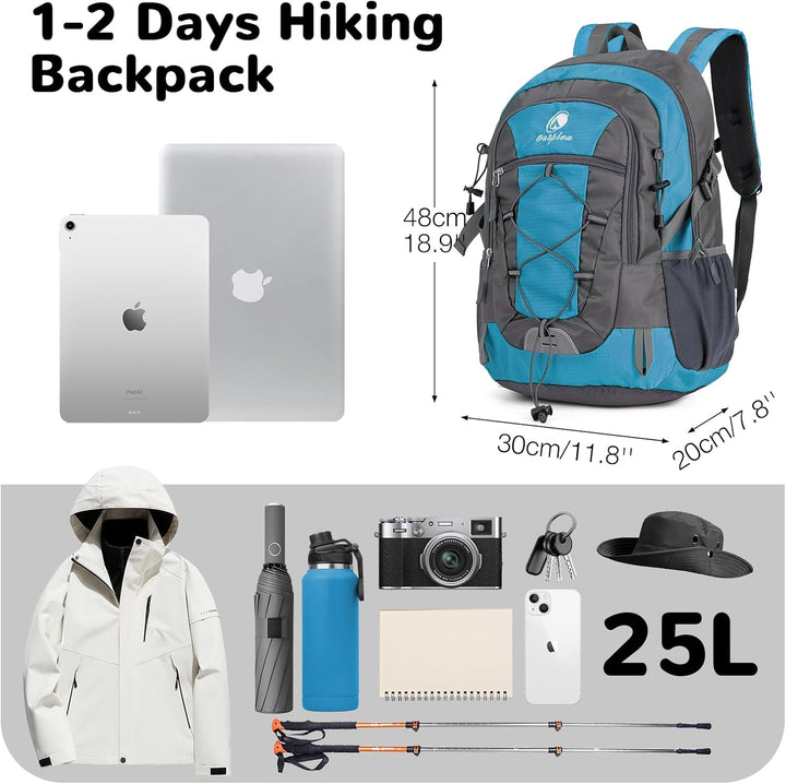 25L Wandernrucksack Damen Herren, Outdoor Rucksäcke Tagesrucksäcke, Wasserdichter Reiserucksack für