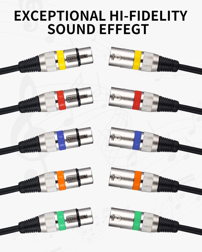 PERMUST 5 Stück 3-Pin DMX-Mikrofon-Signalkabel-Verbindungskabel, 5M XLR-Anschlussstecker mit Stecker