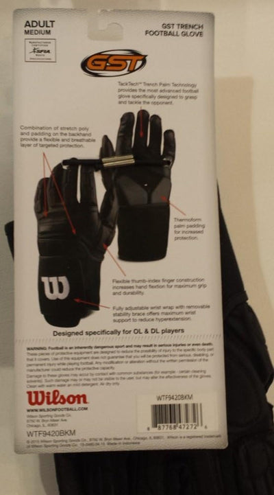 Wilson GST Trench American Football Lineman Handschuhe - Schwarz Schwarz M, Schwarz M