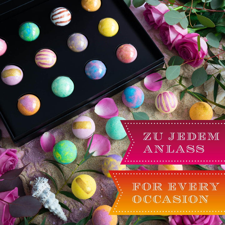 Hallingers® 12er Badebomben-Geschenk-Set mit zwölf Bathbombs (540g) - Luxury Bath Bombs - Orange (Se