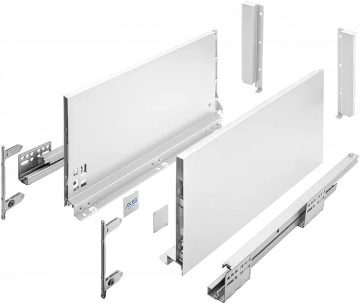 GTV Schubladensystem AXIS PRO I Schubkastengarnitur mit Vollauszug und integriete Dämpfung I Weiss I