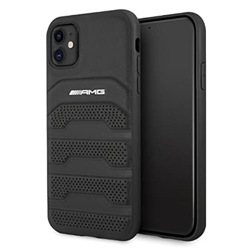 AMG Mercedes AMHCN61GSEBK Hülle für iPhone 11 6,1" schwarz Leather Debossed Lines
