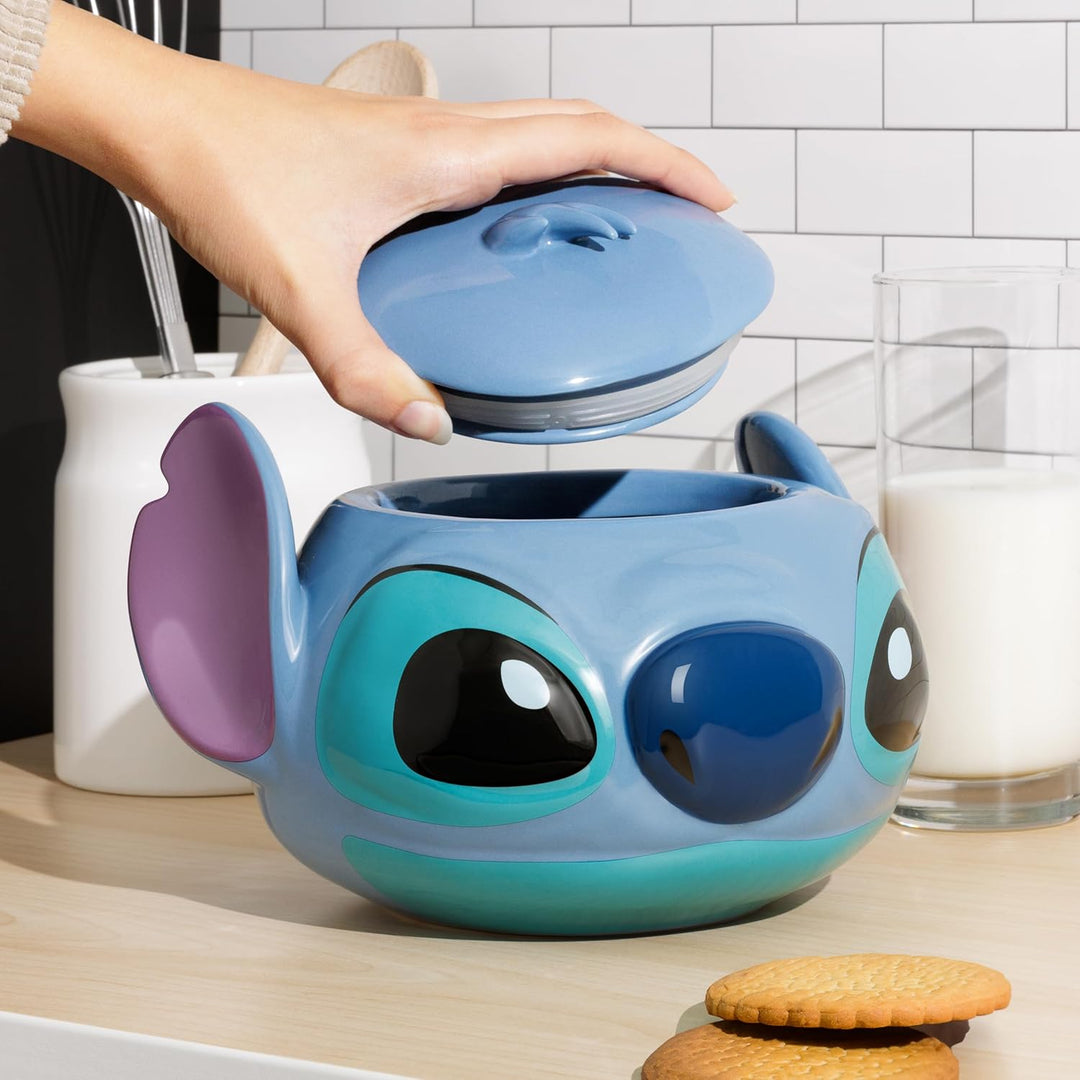Stitch Keksdose - Offiziell lizenziertes Disney förmiges Behältnis mit Deckel, ideal zur Aufbewahrun