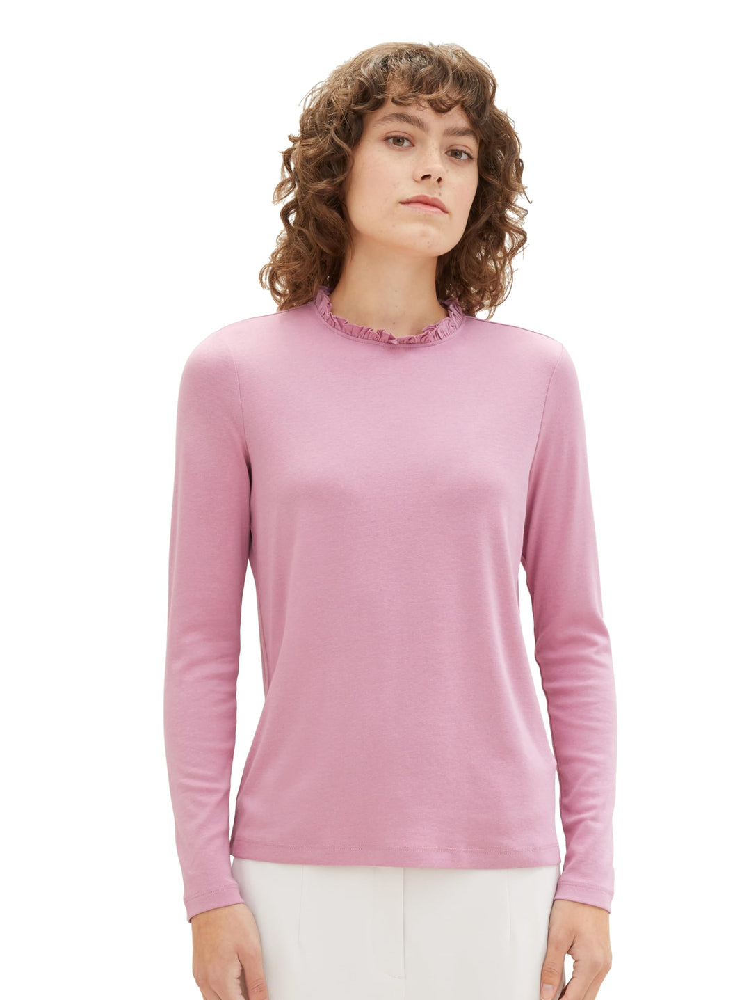 TOM TAILOR Damen Basic Langarmshirt mit Stehkragen XL 33950 - Dusty Vanda, XL 33950 - Dusty Vanda