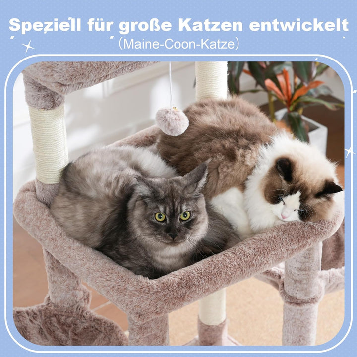 Hey-brother Kratzbaum, Katzenbaum für Grosskatze und Maine-Coon-Katzen, mehrstöckiger Stabil Katzenk