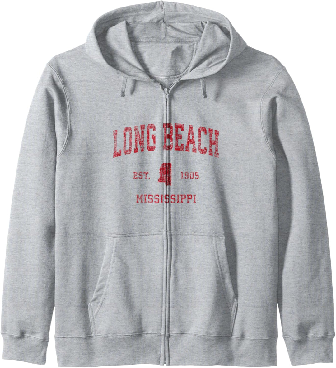 Long Beach Mississippi MS Vintage-Sportdesign, roter Aufdruck Kapuzenjacke