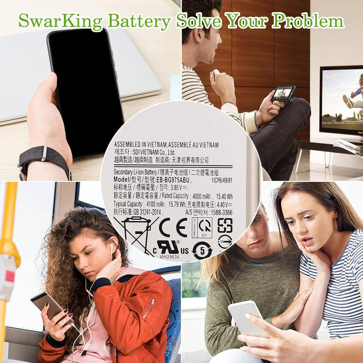 SwarKing Ersatz Akku Kompatibel mit Samsung Galaxy S10+ EB-BG975ABU with Toolkit