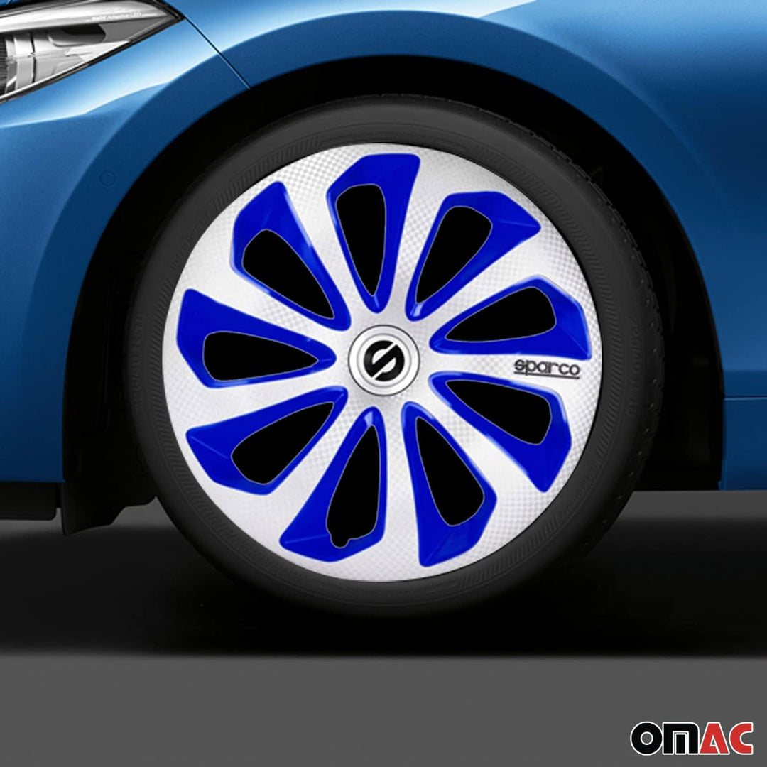 Satz Sparco Radzierblenden Sicilia 14-Zoll Silber/Blau/Karbon