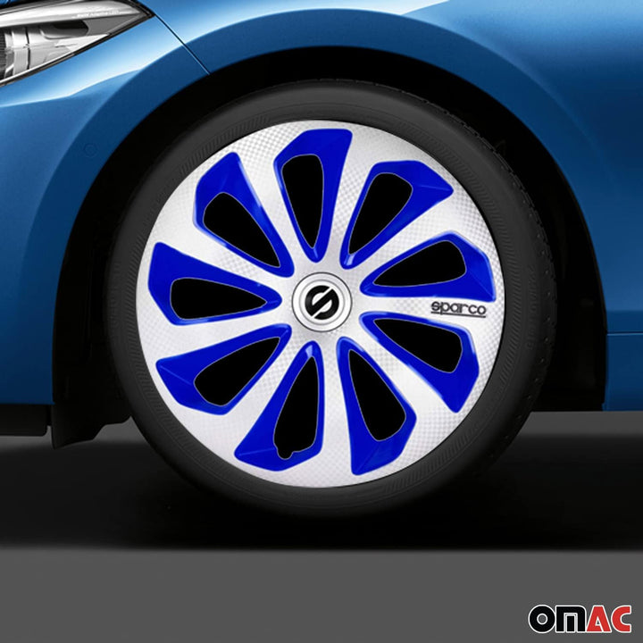 Satz Sparco Radzierblenden Sicilia 14-Zoll Silber/Blau/Karbon
