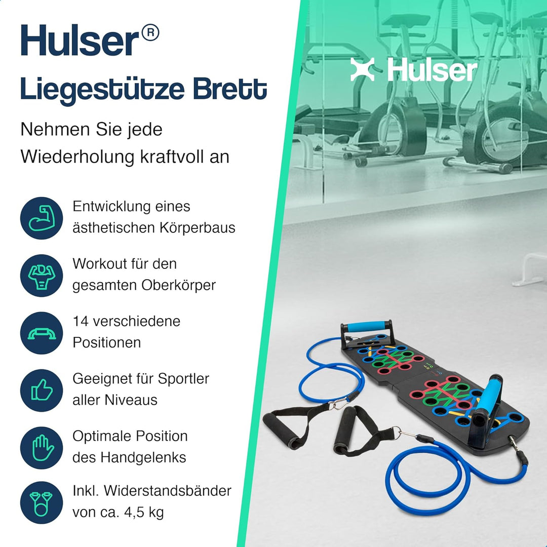 Hulser Liegestütze Brett - 14 in 1 - Faltbares Liegestütz-Brett - Push-up board für Krafttraining -