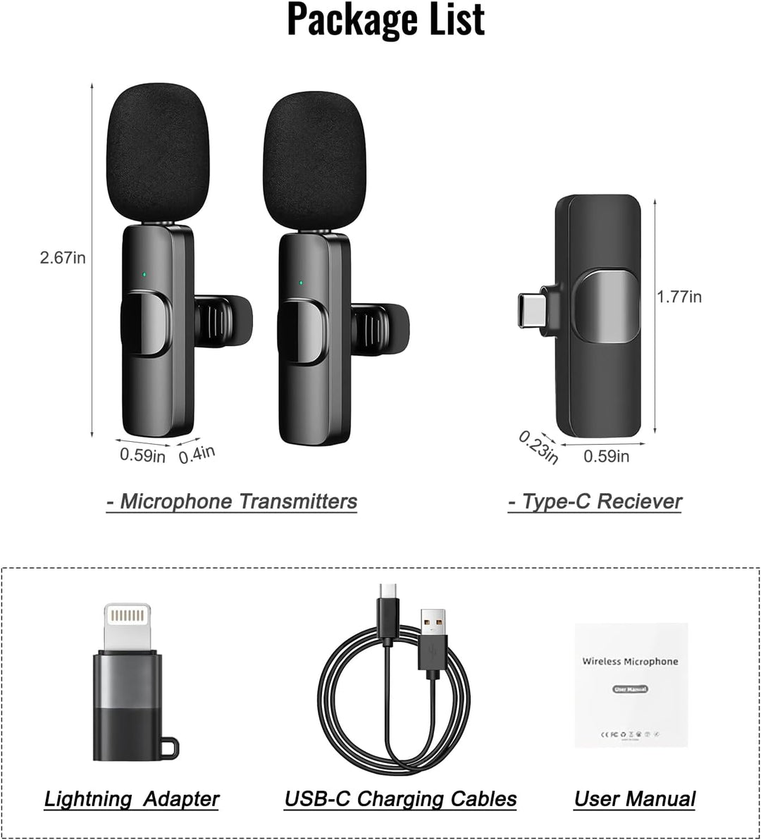 Mikrofon Lavalier Kabelloses ansteckmikrofon für iPhone iPad Android, Mini Mikrofon Bluetooth für Li
