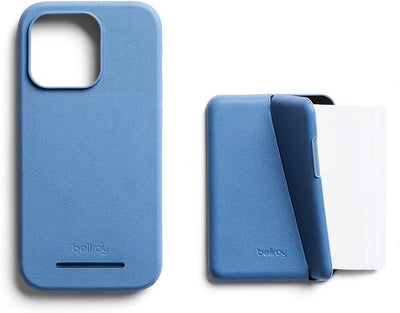 Bellroy Mod Hülle + Brieftasche für iPhone 14 Pro - (Leder-Handyhülle, Slim Card Holder) - BlueDaze,