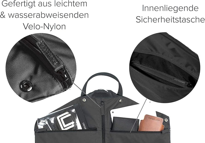 DEGELER SkyHanger - Kleidersack mit einzigartigem Titan-Kleiderbügel für Damen & Herren - durchdacht