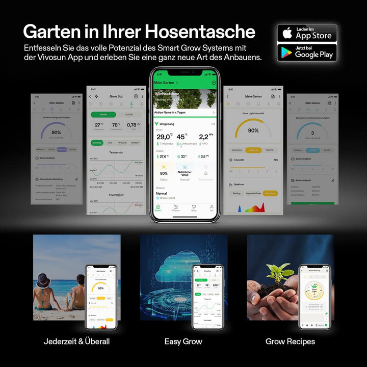 VIVOSUN Rohrventilator 150mm AeroZesh G6 Abluftset 660m³/h mit GrowHub E42A, Temperatur- und Feuchti