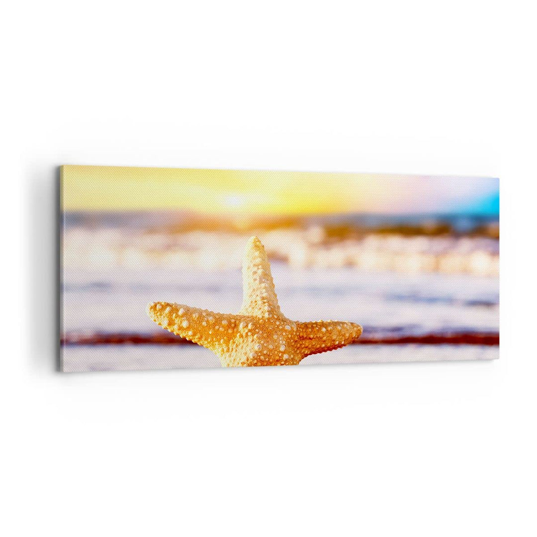 Panorama Bilder auf Leinwand 100x40cm Leinwandbild Starfish Strand Sand Ozean Gross Wanddeko Bild Sc