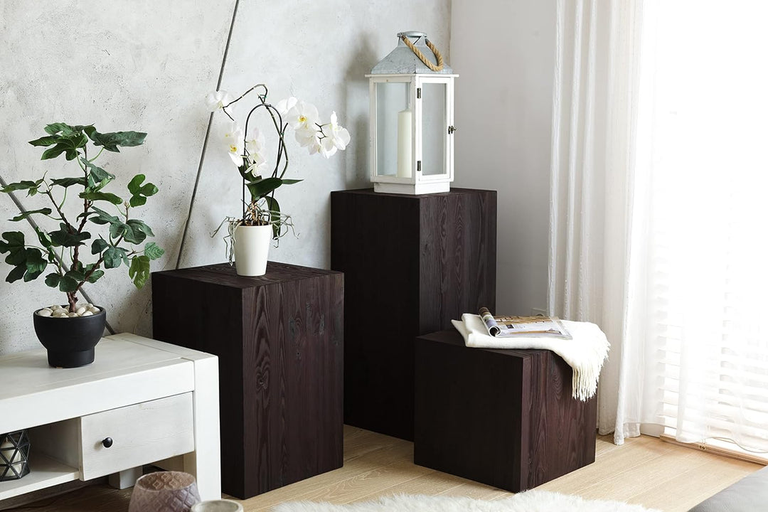 DECOKTIVO Holzständer, Holzblock, Baumstamm Deko, Bodenwindlicht Säule, Blumensäule Holz, Dekosäule,