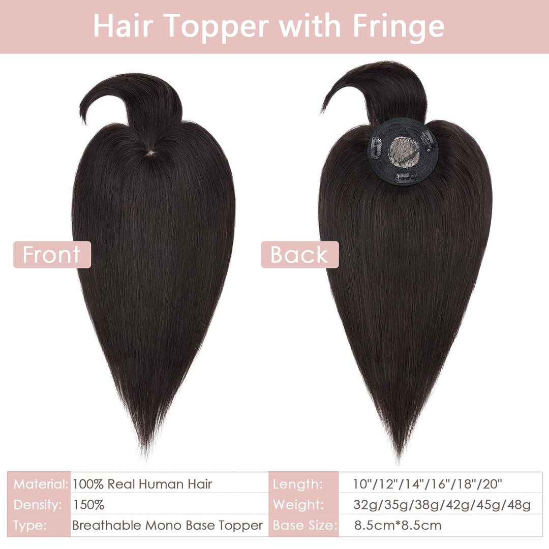 Clip in Extensions Echthaar Topper Extensions Echthaar mit Pony(11cm lang) Haarteile Echthaar Toupet