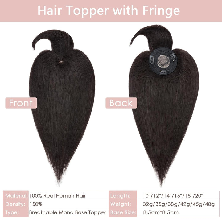 Clip in Extensions Echthaar Topper Extensions Echthaar mit Pony(11cm lang) Haarteile Echthaar Toupet