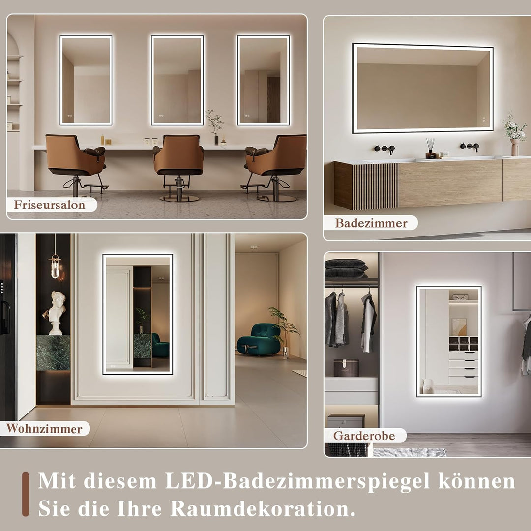 Badspiegel-mit-Beleuchtung 120x70cm - Badezimmerspiegel LED Badezimmer Spiegel mit Beleuchtung - Bes