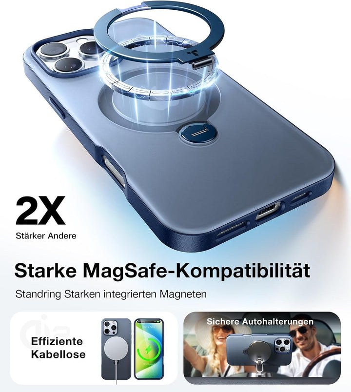 TORRAS Ostand Q3 Spin für iPhone 16 Pro Max Hülle (360° Magnetischer Unsichtbarer Ständer) Zertifizi
