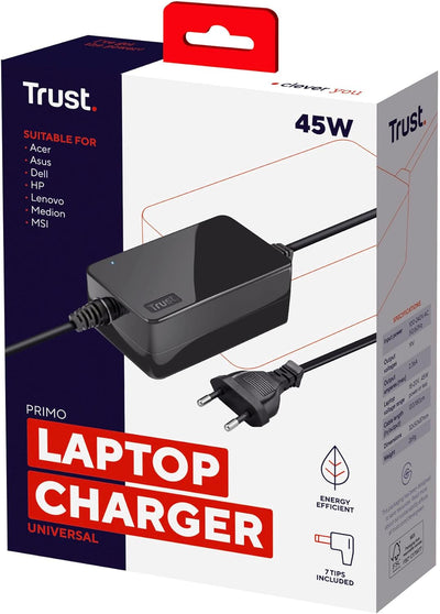 Trust 21904 Universelles 45 W-Laptop-Ladegerät Schwarz