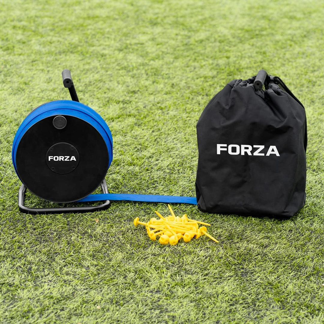 FORZA 100m Spielfeldmarkierungsband [3 Farben] - Linienmarkierung für Sportplätze Blau, Blau