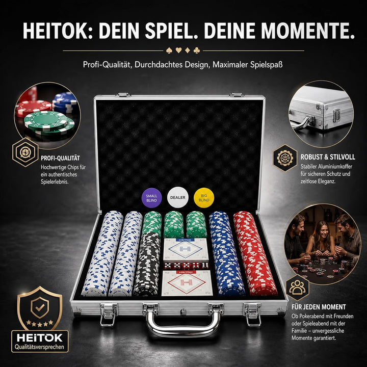 Pokerchips-Set mit Wertangaben, 500 Stück, 11,5 Gramm, nummerierte Chips mit Aluminiumkoffer, von $1