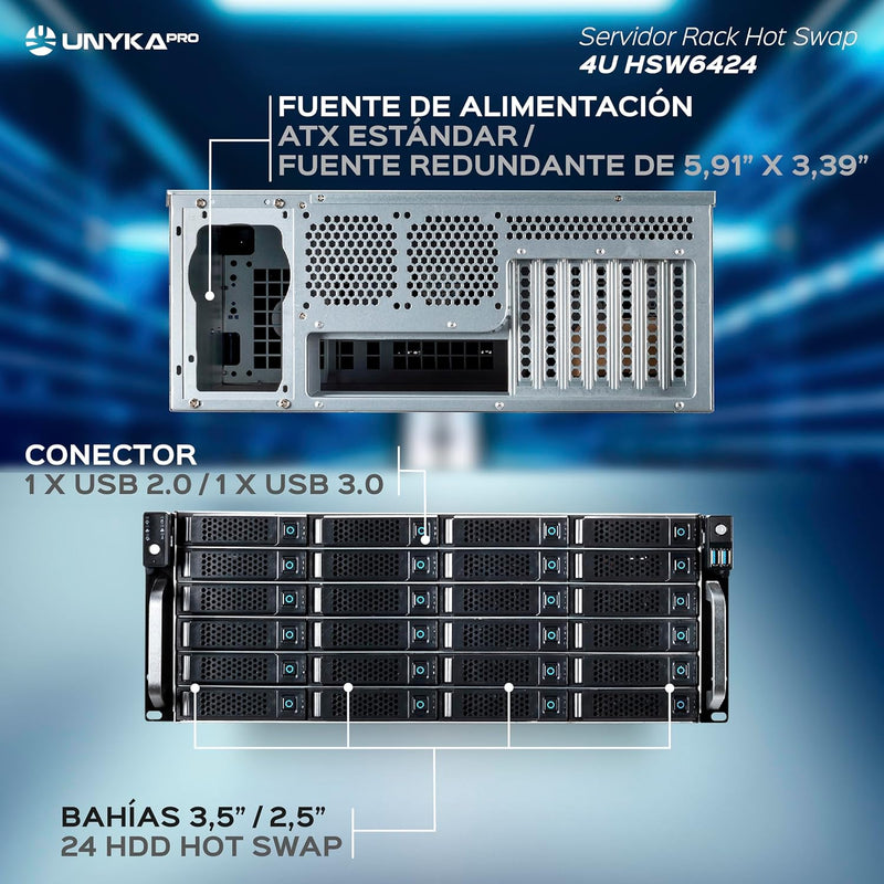 Unykach Chassis Rack Hot Swap 4U / 24 Bay, PYROJEWEL-A-20052233, 4U/24 Bahías