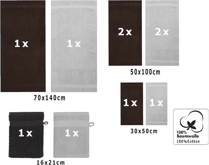 Betz 10-TLG. Handtuch-Set Premium 100% Baumwolle 2 Duschtücher 4 Handtücher 2 Gästetücher 2 Waschhan