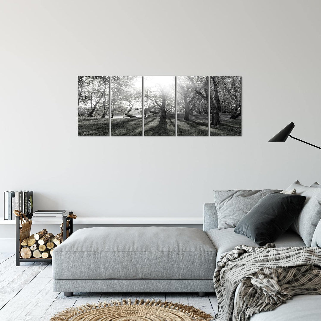 Runa Art Bild Wald Landschaft Wandbilder auf Vlies Leinwand 5 Teilig Wanddekoration Schlafzimmer Woh