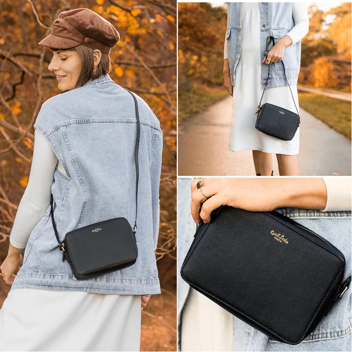 Gusti Umhängetasche Leder - Almina Damen Handtasche Schultertasche Crossbody bag Ledertasche Vintage