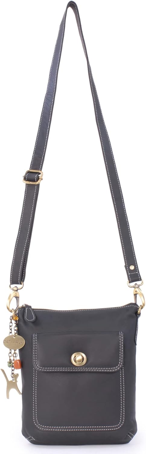 Catwalk Collection Handbags - Leder - Umhängetasche/Schultertasche - LAURA Schwarz, Schwarz