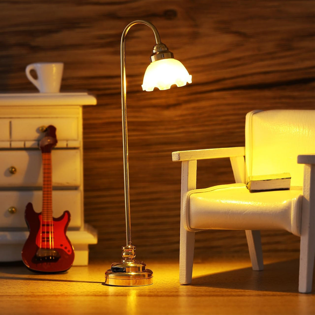 OSALADI Mini-Puppenhauslampe 2 Stück Batteriebetriebene Miniatur Tischlampen Mit Blumenschirm Für Pu