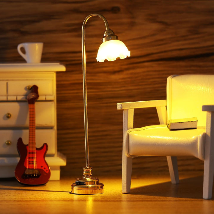 OSALADI Mini-Puppenhauslampe 2 Stück Batteriebetriebene Miniatur Tischlampen Mit Blumenschirm Für Pu
