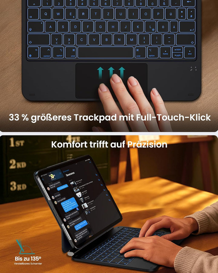 typecase Edge+ Hülle mit Tastatur für iPad Air 11 zoll (M4 2026/M3 2025/M2 2024) &iPad Pro 11 zoll，A