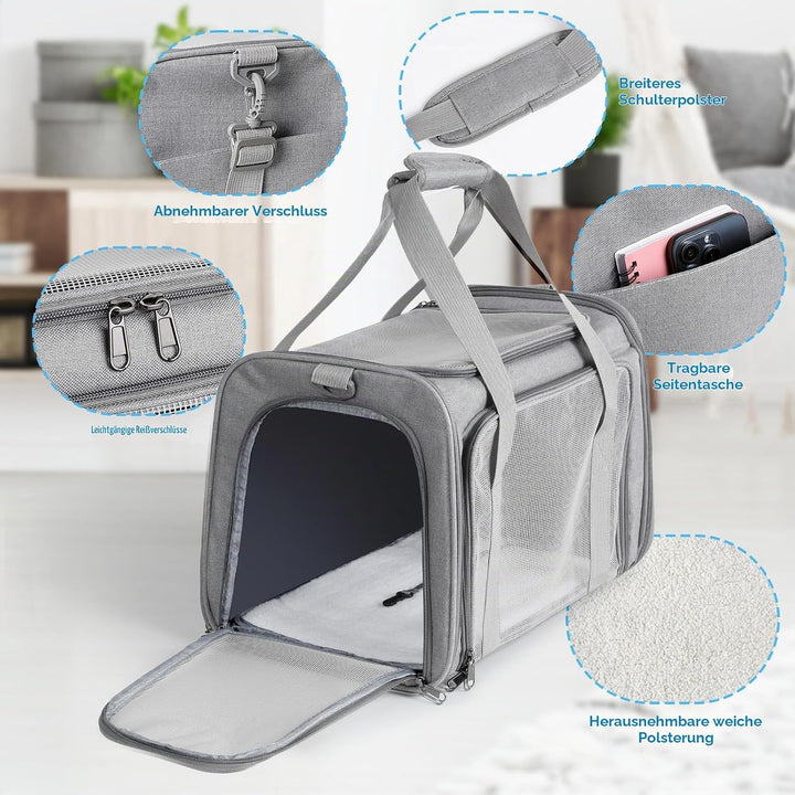 AiQInu Transporttasche Katze Hund Faltbare, Hundetransportbox mit Einstellbar Schultergurt, Tragfähi