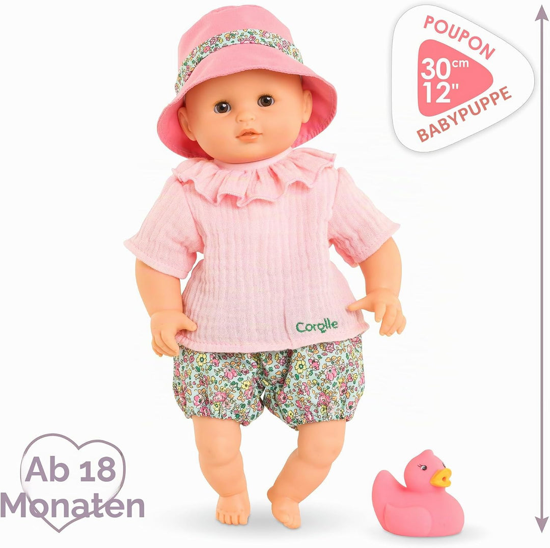 Mon Premier Poupon Badebaby Coralie, Weichkörper-Badepuppe mit Badetier, Schlafaugen, abnehmbare Kle